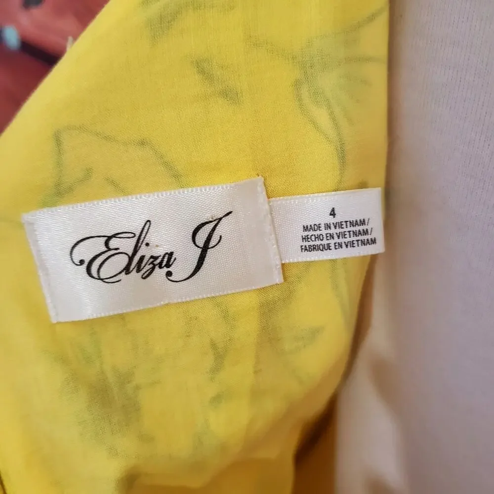 Eliza J Yellow Floral Pleated Dress - Picture 12 of 13